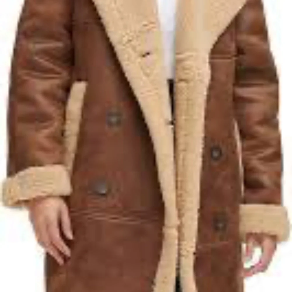 NEW Levi's womens Faux Shearling Long Coat sz L - Picture 5 of 6